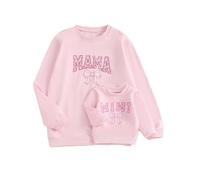 LSFYSZD Mommy and Me Family Matching Outfits Long Sleeve Crew Neck Mama's Mini/Besties Sweatshirts Pullover Tops for Women Girls