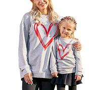LSFYSZD Mommy and Me Family Matching Outfits Long Sleeve Crew Neck Mama's Mini/Besties Sweatshirts Pullover Tops for Women Girls (Kid, Silver Grey Heart, 18-24 Months)