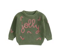 LSFYSZD My First Christmas Knit Sweater Toddler Baby Girls Boys Tractor Embroidery Long Sleeve Winter Warm Knitwear Pullover Jumper Tops (Jolly-Green, 0-3 Months)