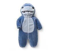 LSFYSZD Toddler Baby Boys Girls Fleece Onesie Jumpsuit Long Sleeve Hooded Cat Ear Zipper Romper Bodysuit Winter Warm Snowsuit (Shark Blue, 6-9M)