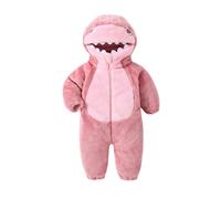 LSFYSZD Toddler Baby Boys Girls Fleece Onesie Jumpsuit Long Sleeve Hooded Cat Ear Zipper Romper Bodysuit Winter Warm Snowsuit (Shark Pink, 2-3Y)