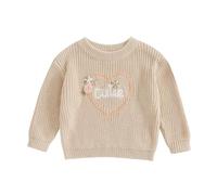 LSFYSZD Toddler Baby Girls Boys Christmas Embroidery Halloween Pumpkin Sweaters Long Sleeve Crew Neck Winter Warm Knitwear Pullover Jumpers Top (Cutie Khaki, 18-24 Months)