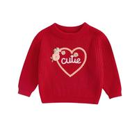 LSFYSZD Toddler Baby Girls Boys Christmas Embroidery Halloween Pumpkin Sweaters Long Sleeve Crew Neck Winter Warm Knitwear Pullover Jumpers Top (Cutie Red, 12-18 Months)
