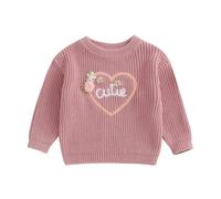 LSFYSZD Toddler Baby Girls Boys Christmas Embroidery Halloween Pumpkin Sweaters Long Sleeve Crew Neck Winter Warm Knitwear Pullover Jumpers Top (Cutie Dark Pink, 2-3 Years)