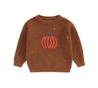 LSFYSZD Toddler Baby Girls Boys Halloween Pumpkin Sweaters Long Sleeve Crew Neck Winter Warm Knitwear Pullover Jumpers Top (Z-Pumpkin Brown, 12-18 Months)