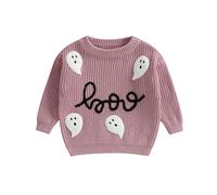 LSFYSZD Toddler Baby Girls Boys Halloween Pumpkin Sweaters Long Sleeve Crew Neck Winter Warm Knitwear Pullover Jumpers Top (Z104973-Dusty Pink, 3-6 Months)