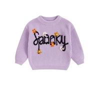LSFYSZD Toddler Baby Girls Boys Halloween Pumpkin Sweaters Long Sleeve Crew Neck Winter Warm Knitwear Pullover Jumpers Top (Z107350-Purple, 2-3 Years)