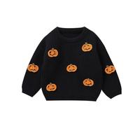 LSFYSZD Toddler Baby Girls Boys Halloween Pumpkin Sweaters Long Sleeve Crew Neck Winter Warm Knitwear Pullover Jumpers Top (Black, 6-9 Months)