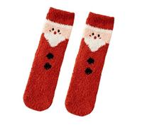 LSFYSZD Women Men Fuzzy Fluffy Cozy Winter Warm Super Soft Slipper Socks Grip Home Socks for Halloween Christmas (Xmas Red Santa Claus, ONE SIZE)