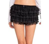 LSFYSZD Women’s Mesh Ruffle Lace Cheeky Boyshorts Panty Booty Shorts Burlesque Retro Underwear Dance Bloomers Slip Shorts (B-Black, L)