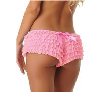 LSFYSZD Women’s Mesh Ruffle Lace Cheeky Boyshorts Panty Booty Shorts Burlesque Retro Underwear Dance Bloomers Slip Shorts (Pink, l)
