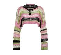 LSFYSZD Womens Ripped Holes Cropped Sweaters Jumper Tops Casual Hollow Out Punk Goth Y2K Knitwear (Pink, S)