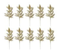 LSFYYDS 10 PCS Pine Needles Small Pine Twigs Christmas Decor, Mutiple Color Can Choose, Faux Greenery Stems for Decorating Christmas Trees, Vases, and More(10 gold)
