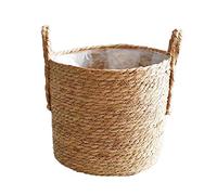LSFYYDS Diameter of 30cm Seagrass Planter Basket, Natural Plant Pots Containers, Hand Woven Plant Pot Cover with Leak-Proof Plastic Lining for Indoor Outdoor Garden Balcony Home Decoration