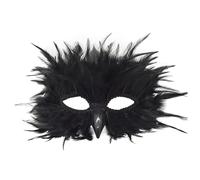 LSGGTIM Eagle Beak Feather Face Mask - Elegant Mystery Mask for Halloween, Cosplay and Masquerade (Red/Fuchsia/Black) (Black)