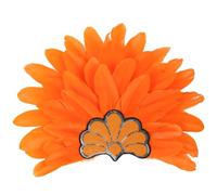 LSGGTIM Glamorous Peacock Feather Headpiece for Masquerade & Carnival - Sequined Headdress with Adjustable Band for Halloween, Mardi Gras, NYE Parties (Orange)