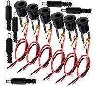 Lsgoodcare 10Pcs 5.5 x 2.1 MM 1A DC Power Jack Socket Threaded Female Mount Connector Adapter with 7.87Ich 18AWG Cable & 10Pcs DC Barrel Jack Plug Male