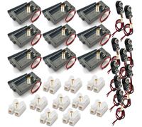 Lsgoodcare 10Pcs 9V Battery Case Holder with Switch, 10Pcs 9V Battery Power Connector Snap Clip Adapter, 10Pcs Cable Wire Connector Push Quick Wire Cable Connector Spring Clamp Terminal