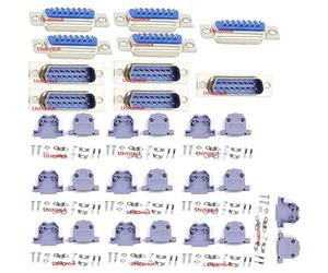 Lsgoodcare 10Pcs RS232 Parallel Serial Port DB15 15 Pin D Sub Male/Female Solder Connector + 10Pcs DB15 Plastic Shell Cover