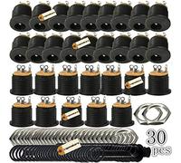 Lsgoodcare 30Pack 5.5MM x 2.1MM Female DC Power Jack 3Pin Panel Mount Connector with Dustproof Plug (5.5 * 2.1mm-M)