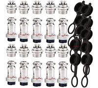 Lsgoodcare 30PCS 16MM 8 Pin Metal Aviation Connector Female 5A & GX16-8Pin Thread Aviation Wire Plug Male & Aviation Sockets Caps