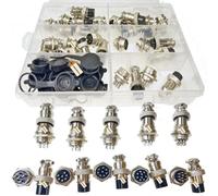 Lsgoodcare 48Pcs 6Pin 7Pin 8Pin 9Pin 10Pin 16mm Thread Male Female Panel Metal Aviation Wire Connector Plug Assortment Kit with Aviation Caps