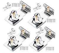 Lsgoodcare 4Pcs 3Inch Zinc Alloy Keyed Metal Hasp Lock Punch-Free Burglarproof Home Office Security Buckle Shed Cupboard Drawer Cabinet Wooden Door Lock with Different Keys