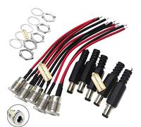 Lsgoodcare 5.5 x 2.5 MM 10A DC Power Jack Socket DC-099 30V Threaded Female Mount Connector Adapter with 3.94Ich 22Awg Cable & Dc Barrel Jack Plug Male