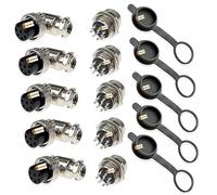 Lsgoodcare 5Pcs GX16 Elbow Aviation Plug Socket Female 90 Degree Angle 8 Pin Right Angle +5Pcs 16MM Aviation Socket 8 din Male Plug+ 5Pcs Aviation Caps