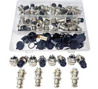 Lsgoodcare 60Pcs 2Pin 3Pin 4Pin 5Pin 16mm Thread Male Female Panel Metal Aviation Wire Connector Plug Assortment Kit with Aviation Caps