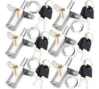 Lsgoodcare 6Pack Drawer Locks with 12 Key 32MM,Silver Cabinets Push Plunger Lock Zinc Alloy Cupboard Door Lock for Filing Wardrobe Display Cabinet Furniture