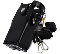 Lsgoodcare Black Hard Leather Carrying Holder Holster Case with Adjustable Shoulder Strap Compatible with Motorola 2 Way Radio HT1250 HT1550 GP320 GP340 GP380 GP338