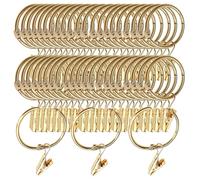 Lsgoodcare Openable Curtain Clips with Rings Gold 1.26inch, 40Pack Strong Metal Decorative Curtain Clip, Rustproof Drapery Opening Clip Rings