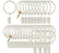 Lsgoodcare Set of 30 Decorative Metal Drapery Curtain Rings with Clips-1 Inch Interior Diameter, White Clip Rings for Curtain(Premium Iron Material)