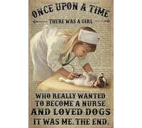 LSGX Aluminium Metal Tin Sign Retro Girl Nurse Dog There Was A Girl Metal Man Cave Bar Pub Club Home Wall Decoration 8 X 12 Inch, Vintage 621