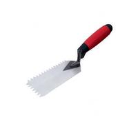 LSGZJZY 1/4"x1/4" Notched Margin Trowel, 6×2 Inch High Carbon Steel Tiling Tool with Red Ergonomic Soft-Grip Handle, Heavy-Duty Notched Trowel for Flooring, Tile Installation & Grout Application
