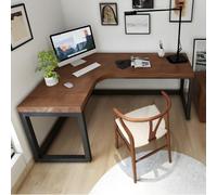 LShaped Home Office Desk - Solid Wood Writing & Computer Table - Versatile Study Workstation - Ideal for Home & Office Use (Chairs Not Included)