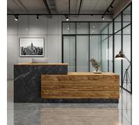 LShaped Reception Desk for Front OfficeStylish Lobby Desk with Storage Lockable Drawer & Keyboard Tray for Beauty SalonsLeft Side 260x61x105CM