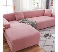 LShaped Sofa Cover for 34 Seats Easy to Wear Stretch Fabric Washable 5Seater Slipcover Soft Pink Furniture Protector Cozy Home Decor