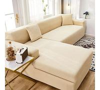 LShaped Sofa Covers 2Piece Set Stretchable Sectional Sofa Slipcovers Soft NonSlip Polyester & Spandex Furniture Protection Washable Beige Color Size: [insert size]