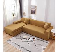 LShaped Sofa Covers Machine Washable Soft Furniture Protection Universal Fit Ideal for Kids & PetsBrown3Seater Couch Slipcovers