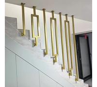 LShaped Stair Rail Gold Metal Square Stair Railing Safety Handrail Antislip Bar for Indoor/Outdoor Use Stylish and Durable Staircase Guard.