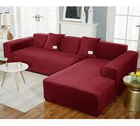 LShaped Velvet Sofa Cover Elastic Modular Chaise Lounge Slipcover for 1/2/3/4 Seater with Left/Right Armrest Fits 235300 cm (Color: K)