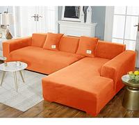 LShaped Velvet Sofa Cover Stretch Sofa Slipcover for Modular 1/2/3/4 Seater with Left/Right Armrest Fits 235300 cm Durable & Stylish Protection (Color: K)