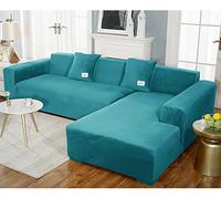 LShaped Velvet Stretch Sofa Cover for Modular Chaise Longue Left/Right Armrest Fits 1/2/3/4 Seater Color K Size 235300 cmDurable & Stylish Protector