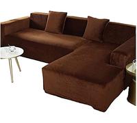 LShaped Velvet Stretch Sofa Cover Modular Couch Slipcover for 1/2/3/4 Seater with Left/Right Armrest Size: 235300 cm Color: K Furniture Protector