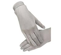 LSHARON 100% Mulberry Silk Thermal Liner Gloves for Ski, Bike, Cycle (Medium, Light Grey)