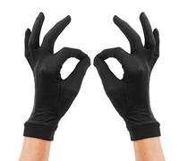 LSHARON 100% Mulberry Silk Thermal Liner Gloves (Medium, Black)