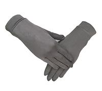 LSHARON 100% Mulberry Silk Thermal Liner Gloves (Medium, Grey)