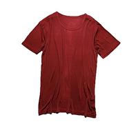 LSHARON Mens 100% Mulberry Silk Knit Round Neck Short Sleeves T-Shirts (M(Tag XL), Red)